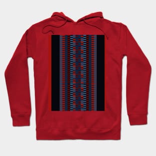 Checkered Ethnic Mosaic Pattern Blues and Coral Hoodie